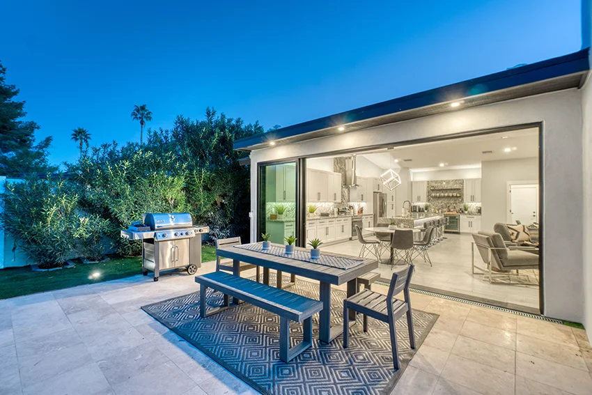 backyard view of sliding door installation in texas